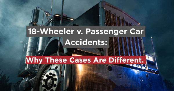 Front of an 18-wheeler semi-truck at night symbolizing the power and danger of large commercial vehicles in Texas truck accident cases.