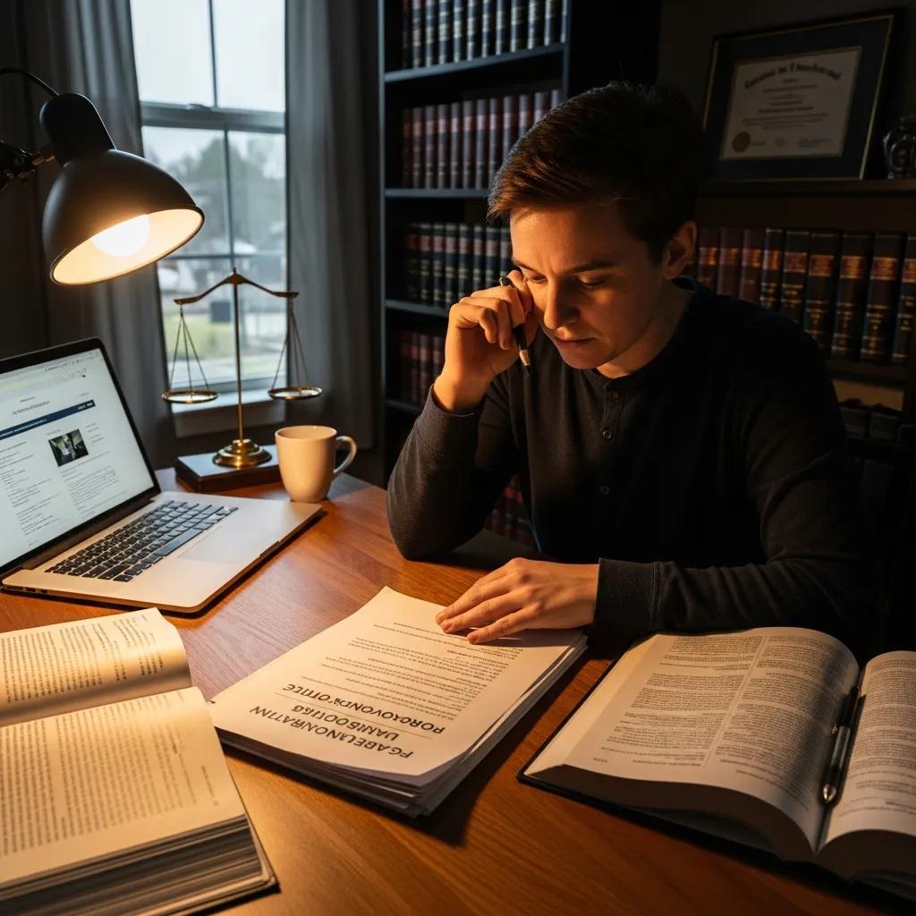 Individual reviewing legal documents to understand rights during probation revocation proceedings