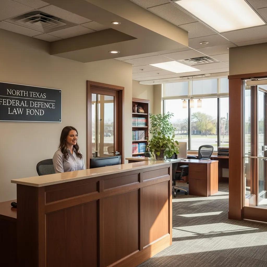 Welcoming reception area of a North Texas federal defense law firm